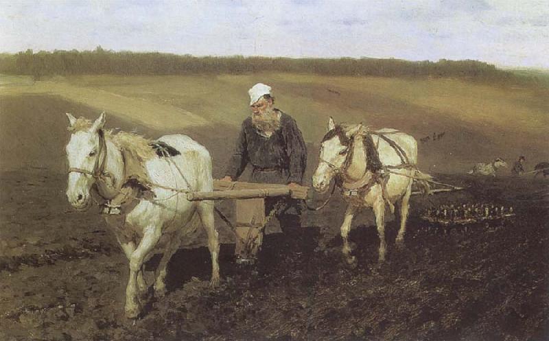 Ilya Repin A Ploughman,Leo Tolstoy Ploughing Germany oil painting art